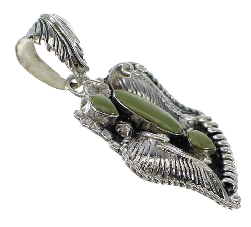 Silver Southwestern Turquoise Feather Pendant AX49632